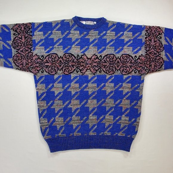 Bugatchi Uomo Sweater Mens XL Blue COOGI Style Knit Wool Blend Cosby Vintage - Picture 3 of 13